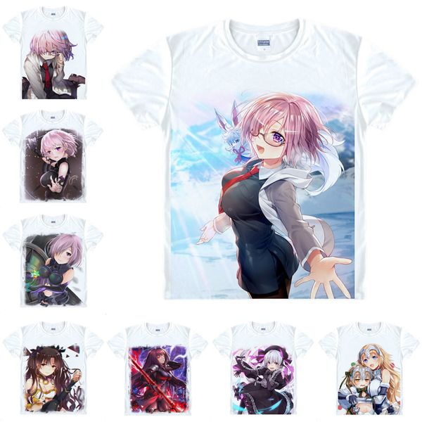 

motivs hentai shirt fate grand order t-shirts multi-style short sleeve saber mash kyrielight anime cosplay shirts kawaii, White;black