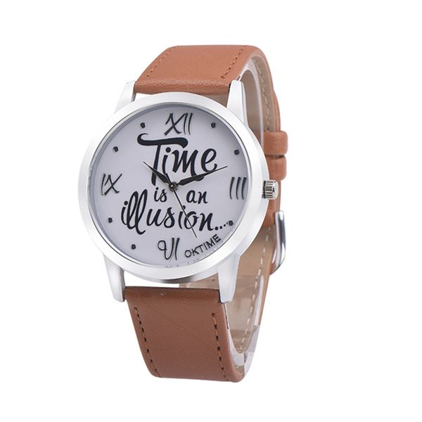 

design women leather watch famous brand dress quartz watch letter watches hour clock montre femme, Slivery;brown