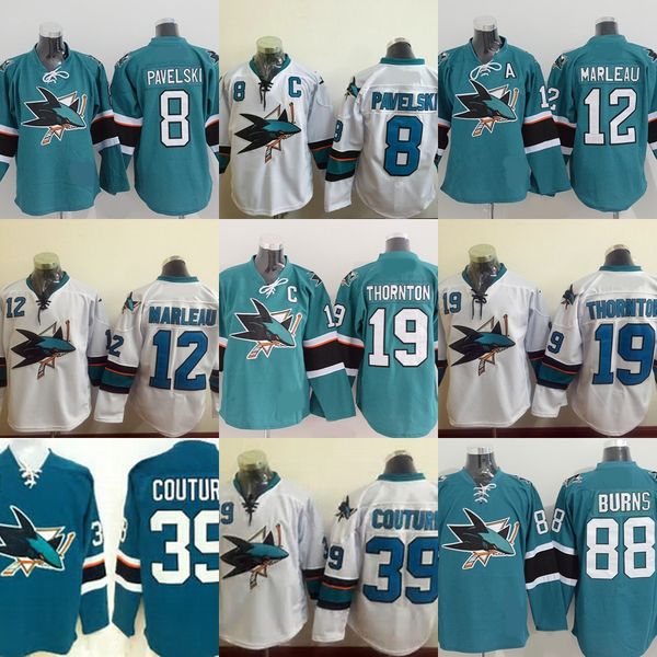 

factory outlet san jose sharks 88 brent burns 8 joe pavelski 12 patrick marleau 19 joe thornton 39 logan couture ice hockey jerseys, Black;red