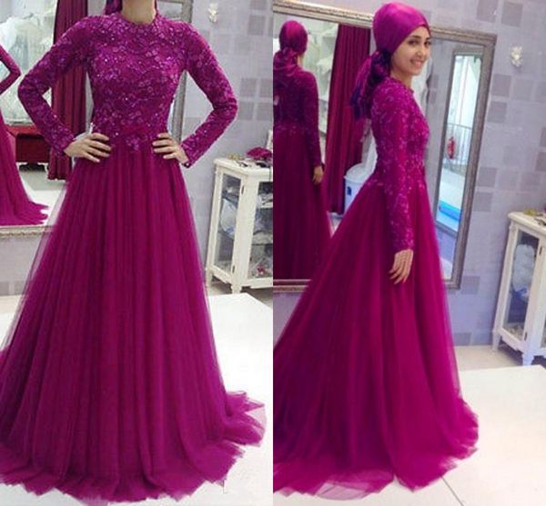 

2017 grape lace long sleeves kaftan dubai muslim evening gowns women wear with hijab high neck beaded formal prom party dresses, Black;red