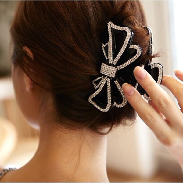 Extra Large Crystal Bow Hair Accessories Hair Claws Jaw Clips