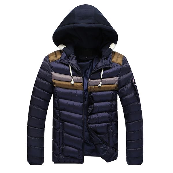 

wholesale- new men hooded cotton padded jacket winter warm down jacket casual parka thick quilted jackets coat mens, Black
