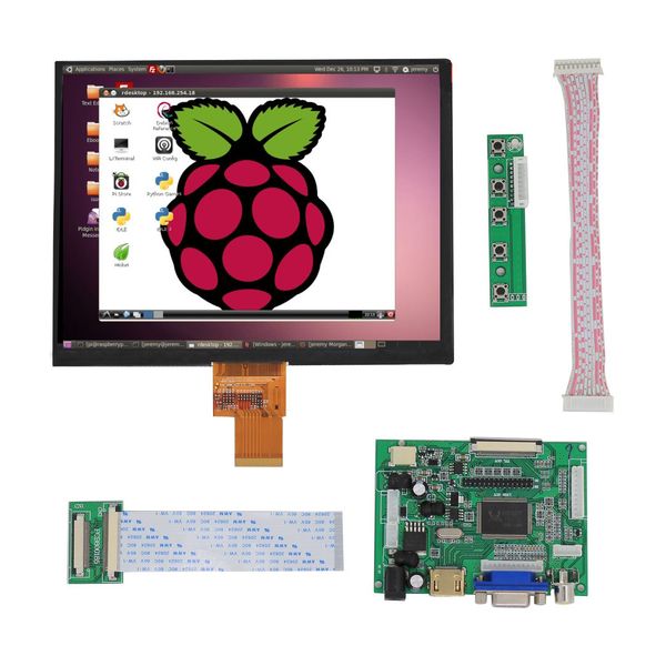 

8inch lcd display 1024x768 screen high resolution monitor remote driver control board 2av hdmi vga for raspberry pi ps3/4