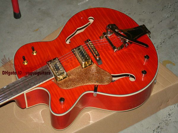 

new left handed guitars orange 6120 jazz guitar oem guitar