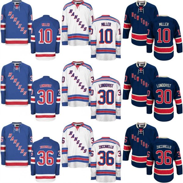 

#30 Henrik Lundqvist Jersey Cheap Hockey Jerseys New Rangers 10 J.T. Miller 36 Mats Zuccarello Jersey High Stiched Free Shipping
