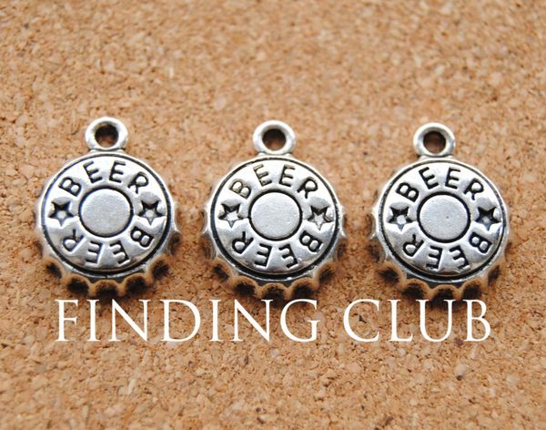 

wholesale- 30 pcs antique silver alloy beer bottle cap charms fit handcraft making 19x18mm a887, Bronze;silver