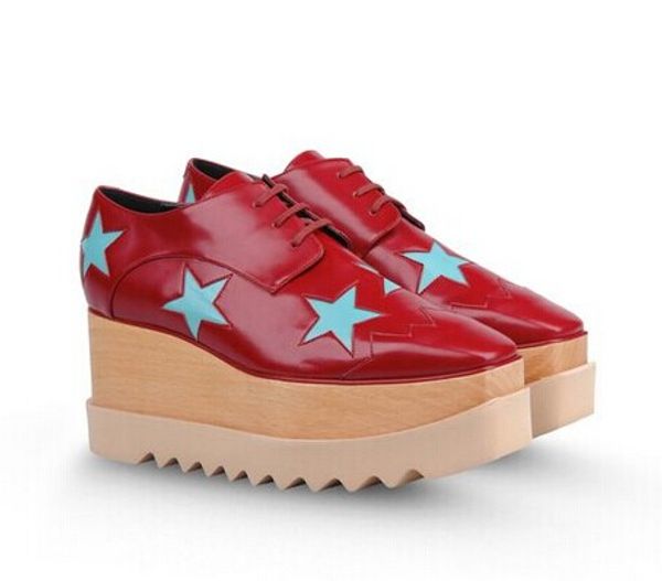 

new wholesale stella mccartney women shoes platform white genuine leather upper weaving nets white sole stars shoes, Black