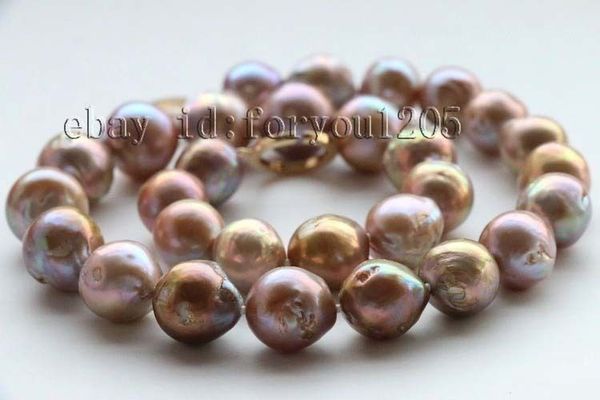 

fine pearl jewelry genuine genuine natural 12.5-15mm baroque purple reborn keshi pearl necklace 14k, Silver