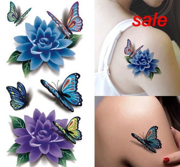 New Colorful 3d Butterfly Tattoo Sticker Women Sexy Rose Flower Temporary Tattoo Designs Stickers Temporary Hand Tattoos Temporary Tattoo Custom From