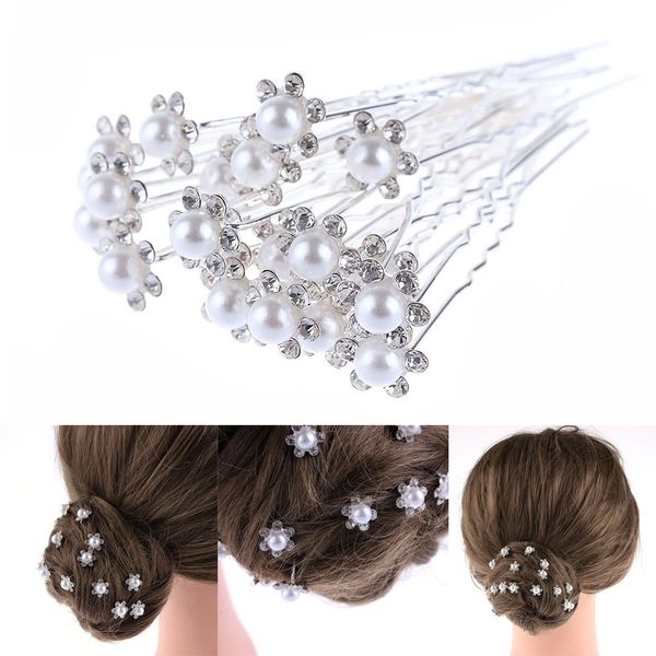 

20 pcs lovely wedding bridal hairpin crystal rhinestone pearl flower hair pin sticks clips barrette hair accessories8768028