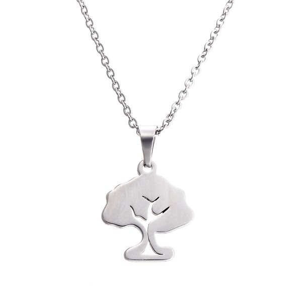 

everfast fashion new stainless steel necklace,cute big tree pendant women chokers statement necklace lucky gift sn013, Silver