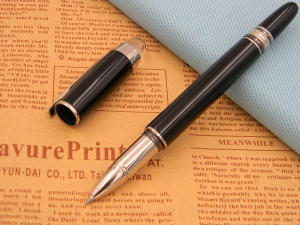 

2pc new Black Crystal Cap Metal Writing Ink RollerBall Pen