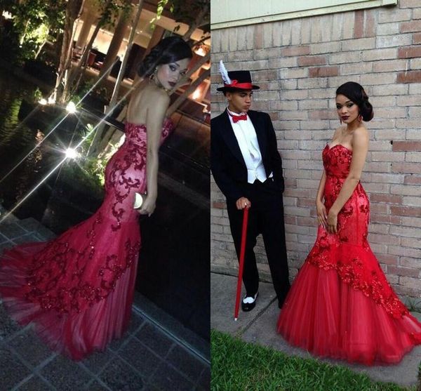 

Black Girl Mermaid Prom Dresses African Style Sweetheart Lace Appliques Sequins Mermaid Formal Evening Gowns Zipper Special Occasion Dress