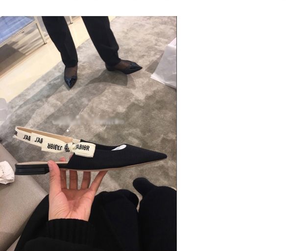 

high quality~u731 40 genuine leather pointy sling back low heels flats shoes d black