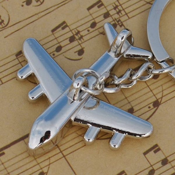 

new alloy metal small plane key chain 3d plane model aircraft keyfob battleplane fighter plane key holder airplane 4styles, Silver