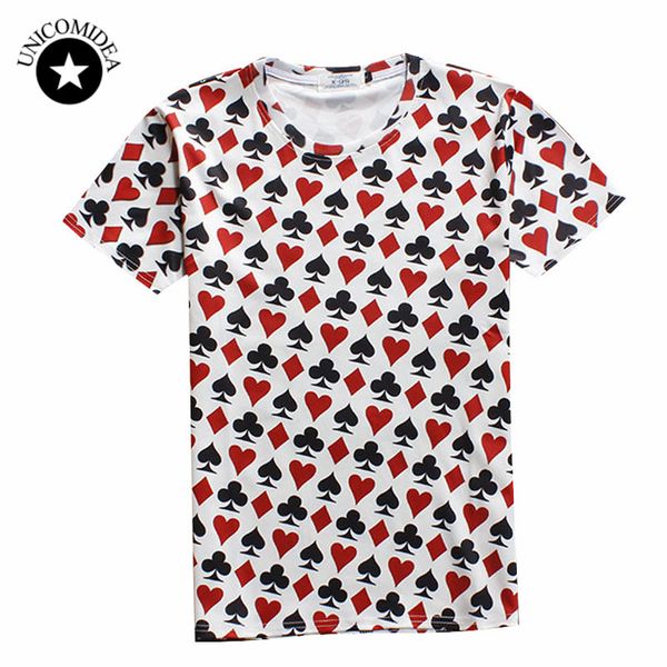 

wholesale- 2017 summer style hip hop t shirt men/women playing cards print 3d t shirt poker t-shirt casual short sleeve camisa masculina, White;black