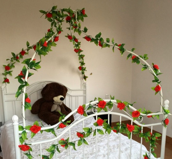 

artificial rose rattan 9 flowers 2.4 m long wall hanging fake flower vine silk flower