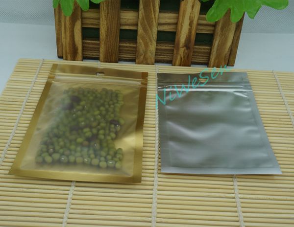 10X18 CM, 100 pçs / lote X Fosco Folha De Alumínio Translúcida Zip Bloqueio Saco interior Golden-pack Cenoura em pó / bolsa de armazenamento de grãos de café