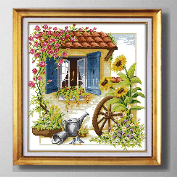

Flower car, HANDMADE Cross Stitch kits, florial style DIY needlework Sets embroider Counted Printed on canvas DMC 11CT 14CT,DIY Home Decor