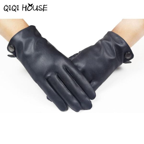 

wholesale- hand warmer men' smooth leather cashmere gloves winter super warm driving hand protecter luva motociclista#b817, Blue;gray