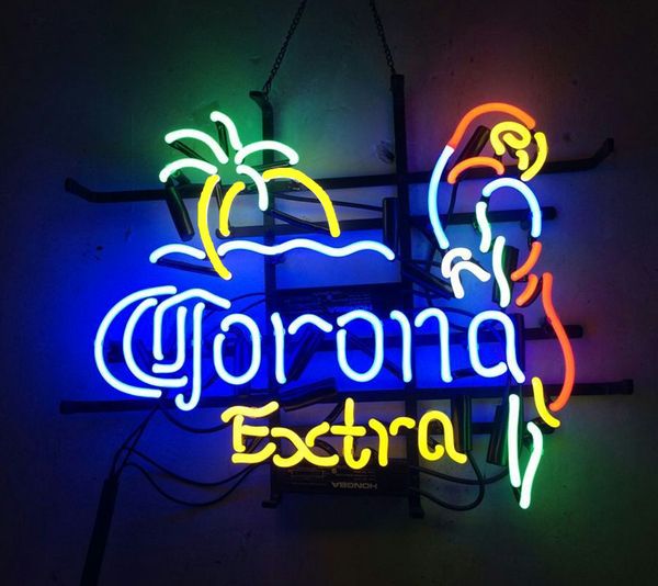 

17"x14" corona extra parrot handcrafted custom real glass tube neon light beer bar pub club store display sign