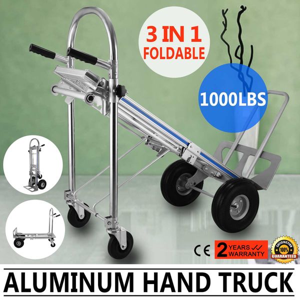 

Aluminum Hand Truck 3 In 1 Folding Hand Trucks 1000LBS Convertible Hand Truck and Dolly Utility Cart Heavy Duty with Flat Wheels (3 in 1)