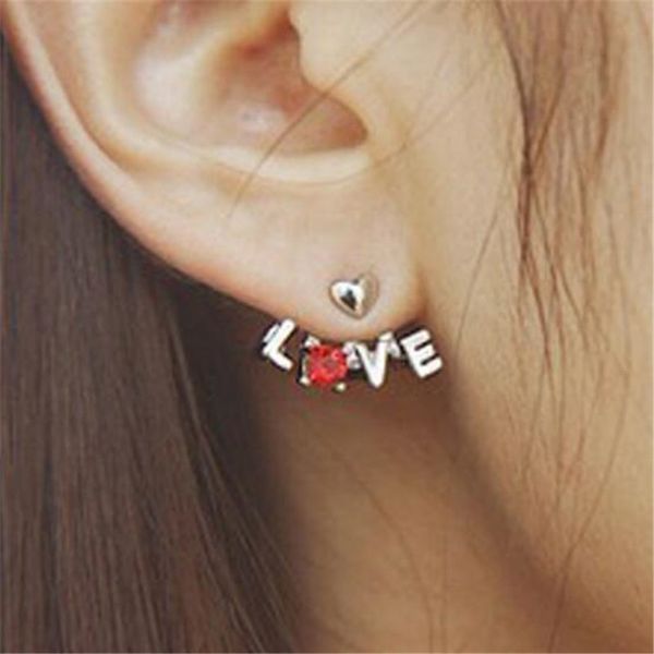 

crystal love letter heart ear cuff stud dhl earring pierced ears new korea style fashion wedding earrings christmas gift, Golden