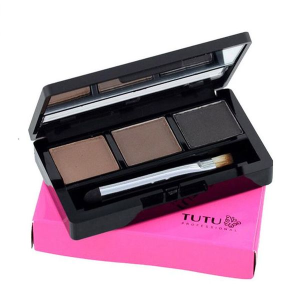 

Wholesale- 2016 New Arrivals 3 Colour Eyebrow Powder Waterproof Eye Shadow Palette With Double Ended Brush Make Up Eyebrow