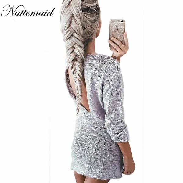 

wholesale- knit dress 2016 women winter autumn full sleeve o neck mini sweater dresses ladies casual loose knitted vestidos, White;black