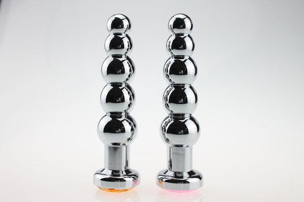 Unisex Anal Plug Brinquedos Grande Metal 5 Grânulos Aço Inoxidável Butt Plug Adulto Sexo Dildo Dildo Anal Brinquedos Prata