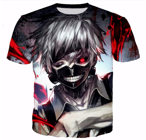 

summer style fashion mens/womens classic anime tokyo ghoul funny 3d print casual t-shirt abcq00119, White;black