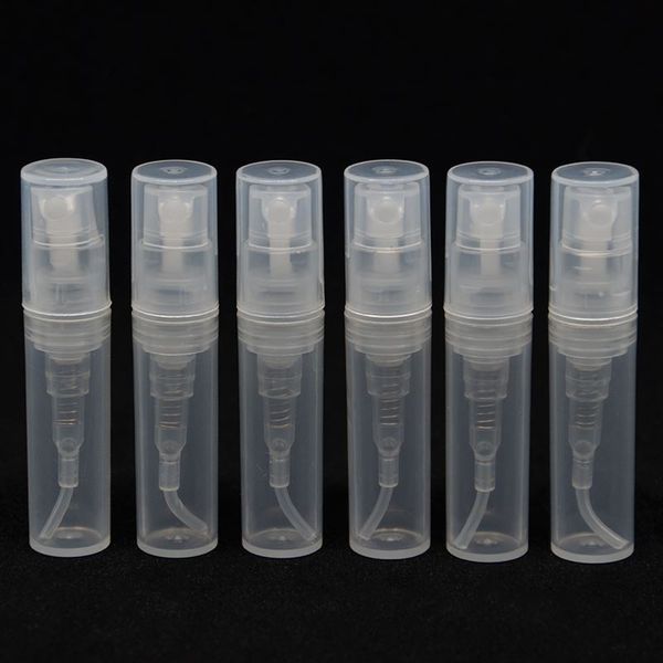 Sıcak Satış (100 adet / grup) 2 ml Küçük Plastik Parfüm Sprey Boş Şişeler Kozmetik Konteynerler Mini Sprey Şişe Ücretsiz Kargo Ile