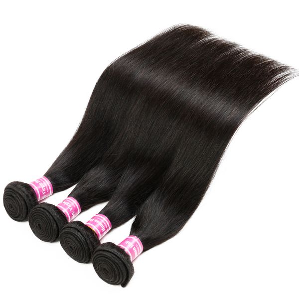 

dyeable unprocessed human hair weaves brazilian malaysian indian peruvian cambodian mongolian straight hair bundles natural color straight, Black
