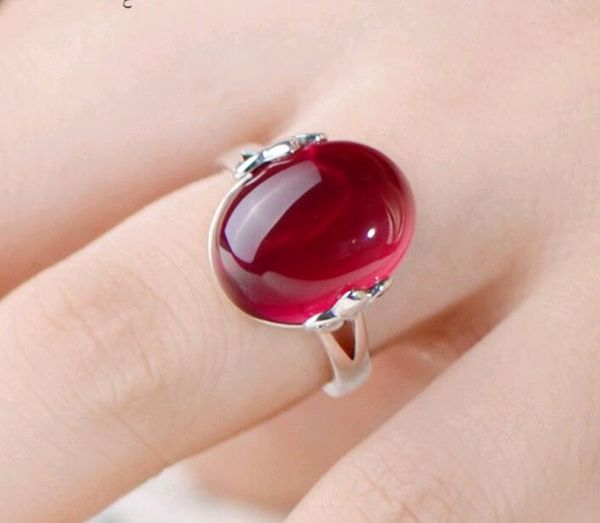 Anello solitario da donna in giada rossa naturale Anello regolabile retrò in lapislazzuli blu con pietra preziosa agata verde con impostazione di alta qualità