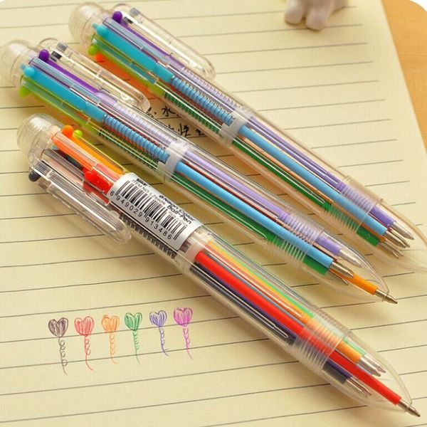 

Novelty Multicolor Ballpoint Pen Multifunction 6 In1 Colorful Stationery Creative School Supplies