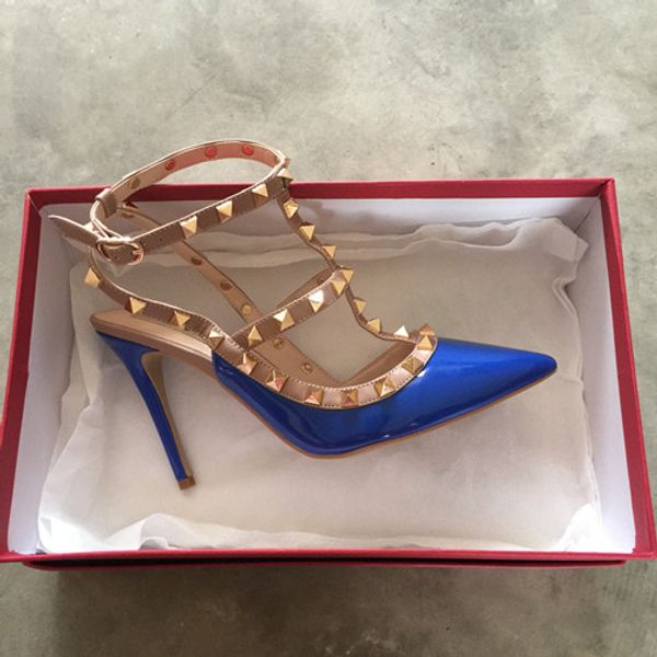 

De igner pointed toe 2 trap with tud high heel patent leather rivet andal women tudded trappy dre hoe valentine high heel hoe