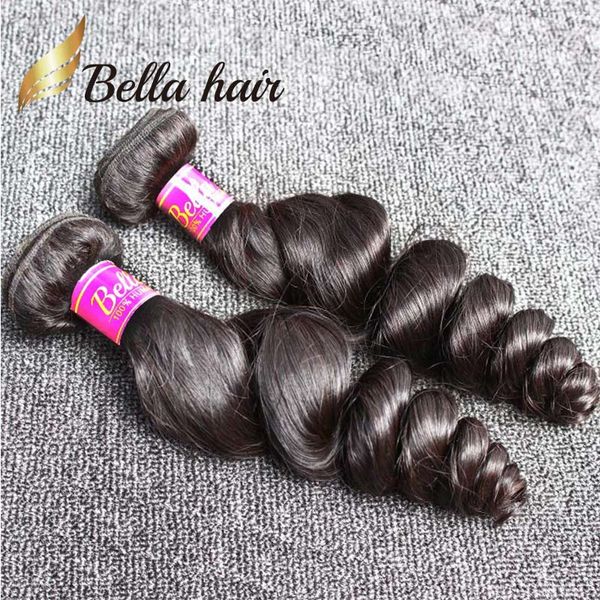 

830 inch natural color malaysian weaves 3 bundles human hair weft wavy loose wave bella, Black