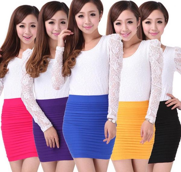

2017 5pcs* low waist fitted pull on cotton stretch crinkle short skirt wrapped chest, Black