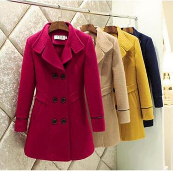 

ms. han edition of the european and american fashion style fine long winter high-grade cloth trench coat / m-3xl, Black