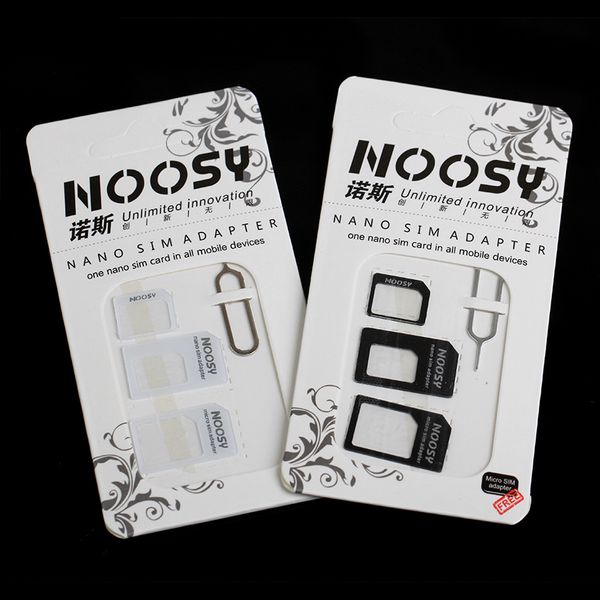 Set di schede di riduzione all'ingrosso Adattatori per schede Nano Sim + Strumenti Micro Sim Card Stander per Iphone 4 4S 5 5S 6 6plus 7 Con vendita al dettaglio 1000 pezzi