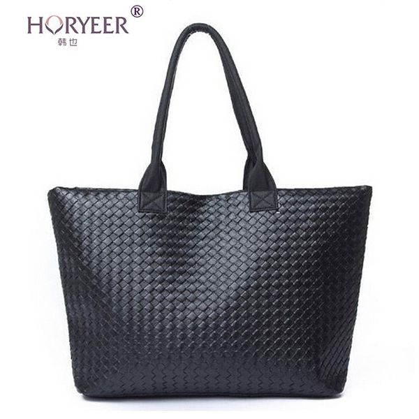 

wholesale-sac a main femme weave handbag women pu leather handbag tote shoulder bags large capacity pu weave bags fashion design