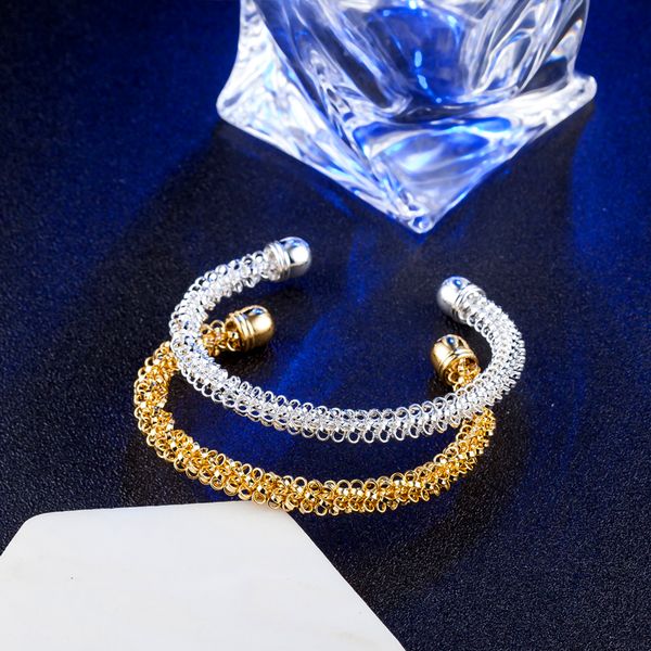 

10pcs/lot gift factory price 925 silver charm bangle twisted wild 18k gold bracelet fashion jewelry 1823, Black