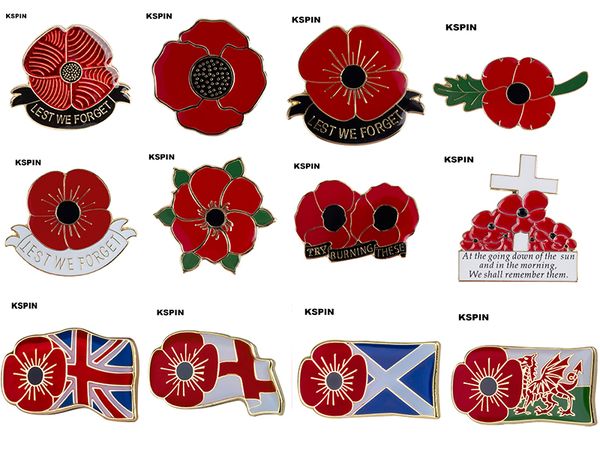 

poppy flower lapel pin badge 10pcs a lot pin badge ing, Black