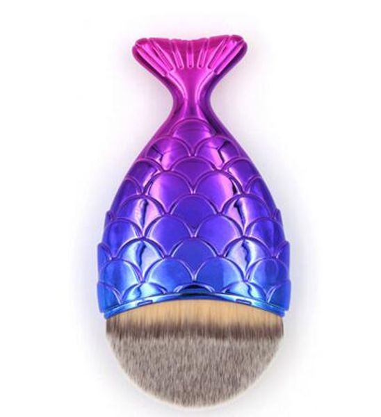 

New Mermaid Makeup Brush Powder Contour Fish Scales Mermaidsalon Foundation Brush Gold Rose Gold Silver Blue Black 5 Colors 100pcs