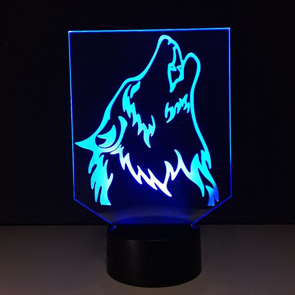 

3D Воющий Волк Оптическая Иллюзия Лампа Night Light DC 5 В USB Зарядка 5-й Батареи Оптовая Dro