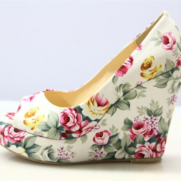 

15cm heel height peep toe wedges heel pumps platform party shoes heels us size 3-.5 no.1258-3b, Black
