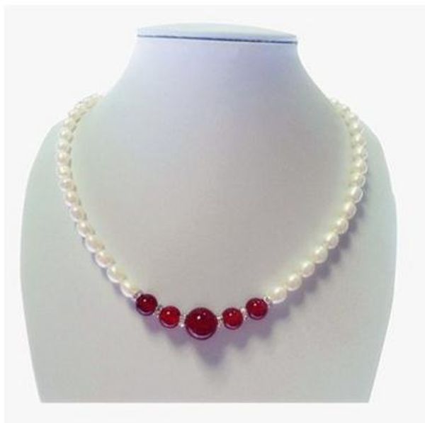 

5-6mm pearl clip agate rice-shaped necklace exquisite generous, Silver