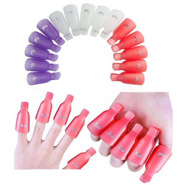 

10PCS Nail Art Пластиковый гель для ногтей Remover Soak Off Cap Clip УФ-гель Польский инструмент для обертывания для удаления лака