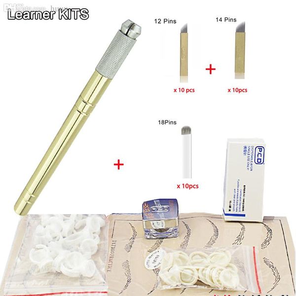 

eyebrow kit permanent makeup machine tattoo eyebrow tattoo microblading pen kits with 30pcs needle blade for learner use