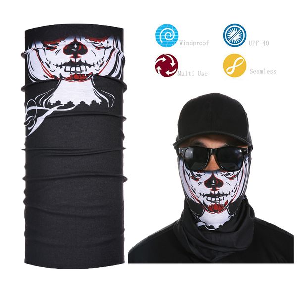 

wholesale- fashionable tube mask neck scarf gaiter dust shield seamless black skull women face bandanas, Blue;gray